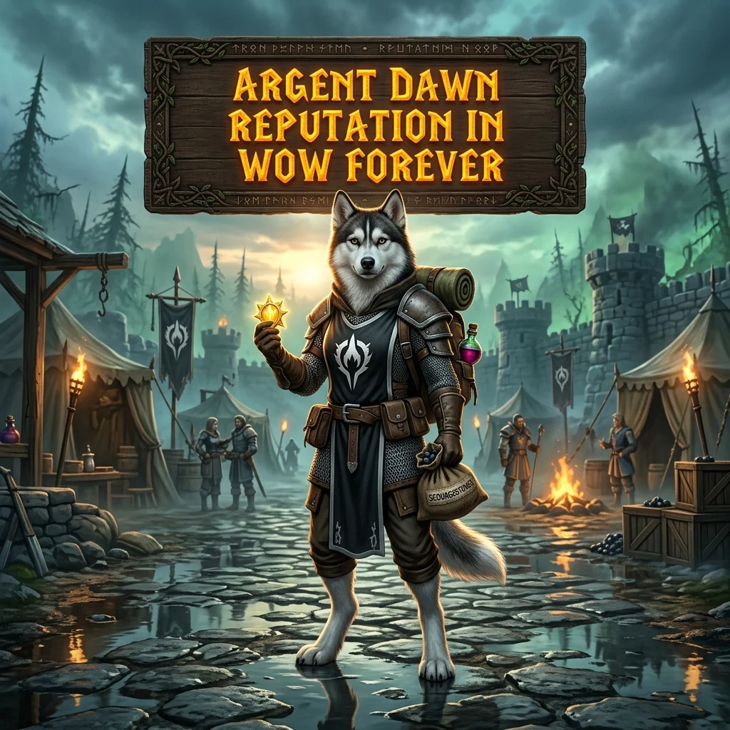 Promotional image for an Argent Dawn Reputation Boost service in WoW Forever, focused on increasing Argent Dawn reputation.