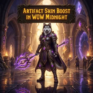 Promotional image representing the Artifact Skin Boost service in WoW Midnight.