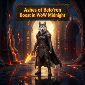 Promotional image for Ashes of Belo’ren Boost in WoW Midnight, representing the available in-game boost service.