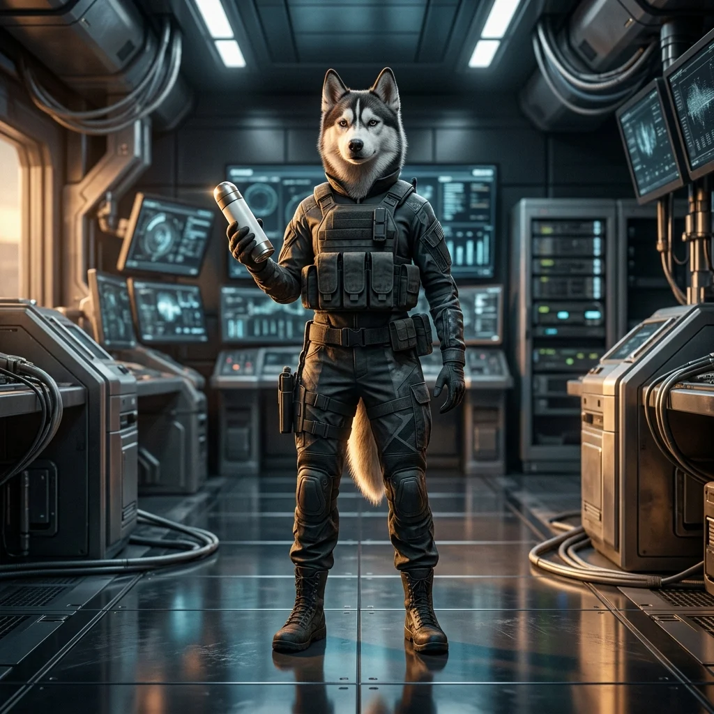 Illustrazione promozionale legata all’assunzione di un Booster in Wardogs, senza testo leggibile né insegne visibili.