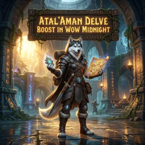 Promotional image for the Atal’Aman Delve Boost service in World of Warcraft: Midnight