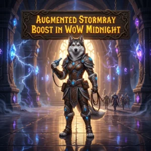 Promotional image for the Augmented Stormray Boost service in WoW Midnight