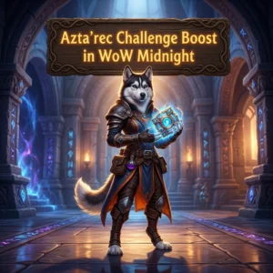 Promotional image for the Azta’rec Challenge Boost in WoW Midnight service within the World of Warcraft Midnight context.