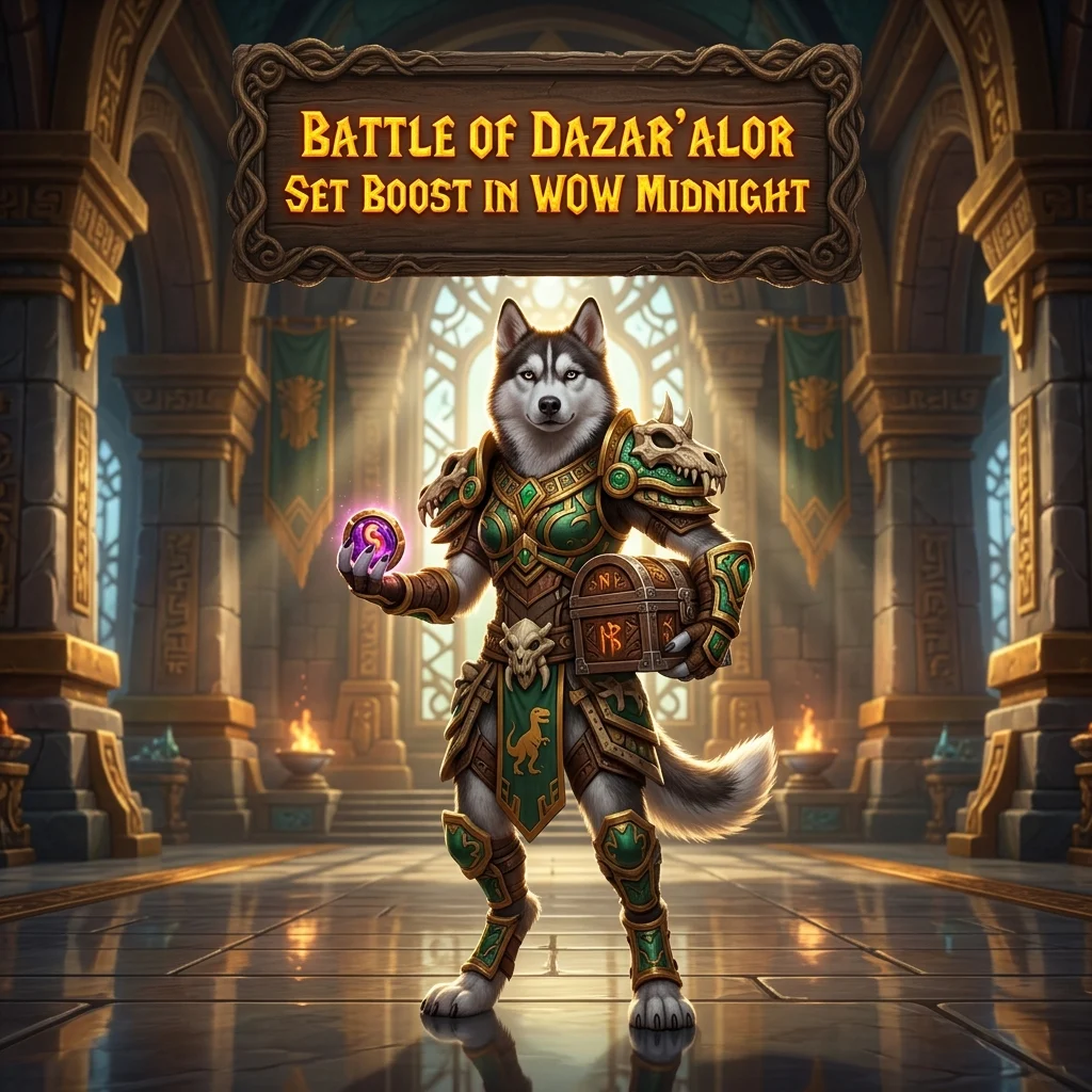 Promotional image for the Battle of Dazar’Alor Set Boost in WoW Midnight service