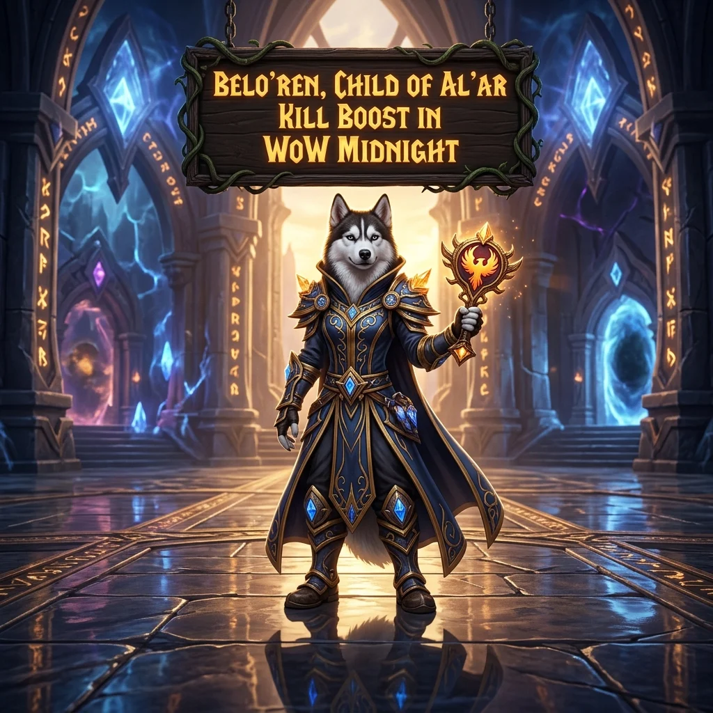Promotional image for the Belo’Ren, Child of Al’Ar Kill Boost service in WoW Midnight.