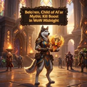 Promotional image for the Belo’ren, Child of Al’ar Mythic Kill Boost in WoW Midnight service