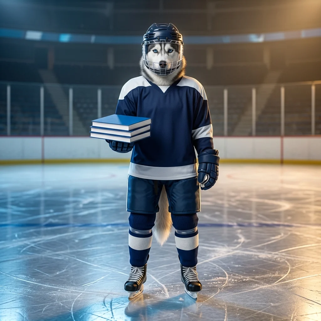 Hokeja tematikas ilustrācija, kas attēlo bezmaksas NHL ceļvežus bez salasāma teksta vai redzamām zīmēm