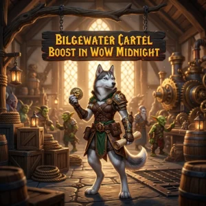 Promotional image for the Bilgewater Cartel Boost service in WoW Midnight