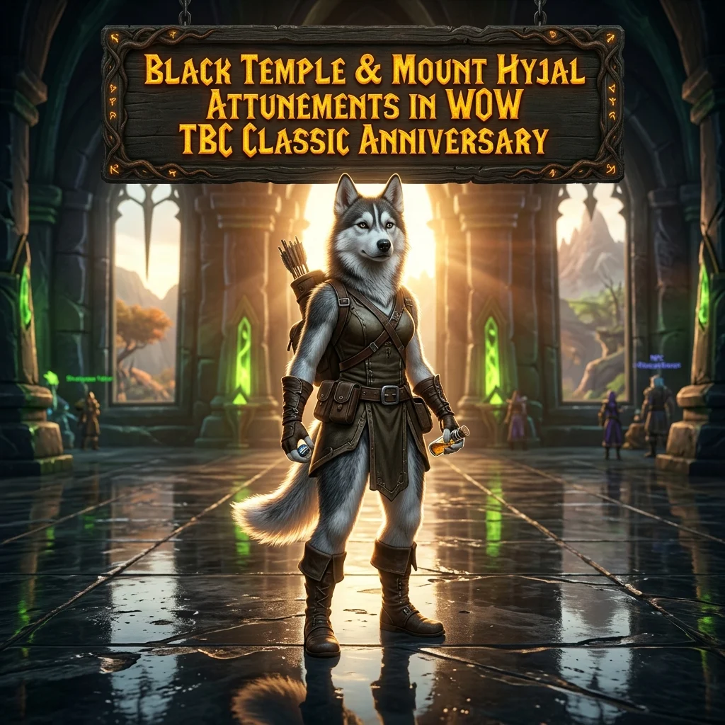 Promotional image for Black Temple & Mount Hyjal Attunements Boost in WoW TBC Classic Anniversary, highlighting the attunement service for both raids.