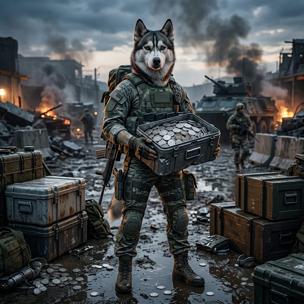 Illustration promotionnelle d’un boost de ferme d’argent pour le jeu Wardogs, sans texte lisible ni signalétique.