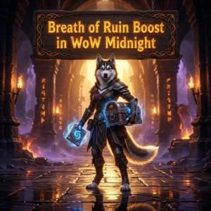 Promotional image representing the Breath of Ruin Boost service in WoW Midnight