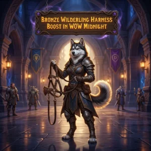 Promotional image for the Bronze Wilderling Harness Boost service in World of Warcraft: Midnight