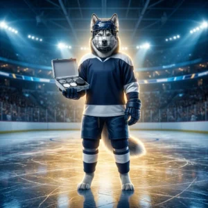 Artwork na may temang hockey para sa NHL 26 Coins, na kumakatawan sa pagbili ng virtual na currency sa laro.