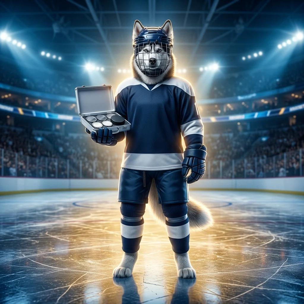 Artwork na may temang hockey para sa NHL 26 Coins, na kumakatawan sa pagbili ng virtual na currency sa laro.