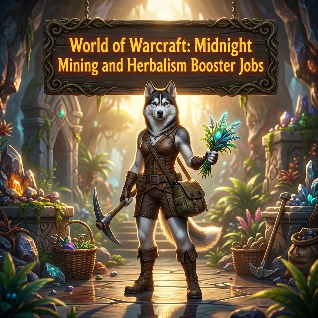 Promotional image for the Buy Mining and Herbalism Gold Guide for World of Warcraft: Midnight.