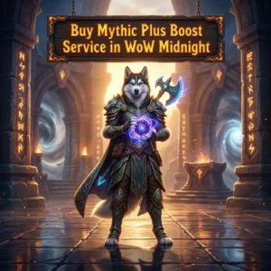 Promotional image for Buy Mythic Plus Boost Service in WoW Midnight, a service for Mythic Plus boosting in WoW Midnight.