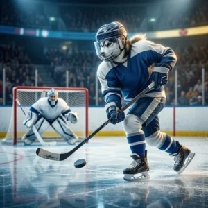 Hình minh họa chủ đề ghi bàn trong NHL 26, thể hiện không khí thi đấu khúc côn cầu trên băng.
