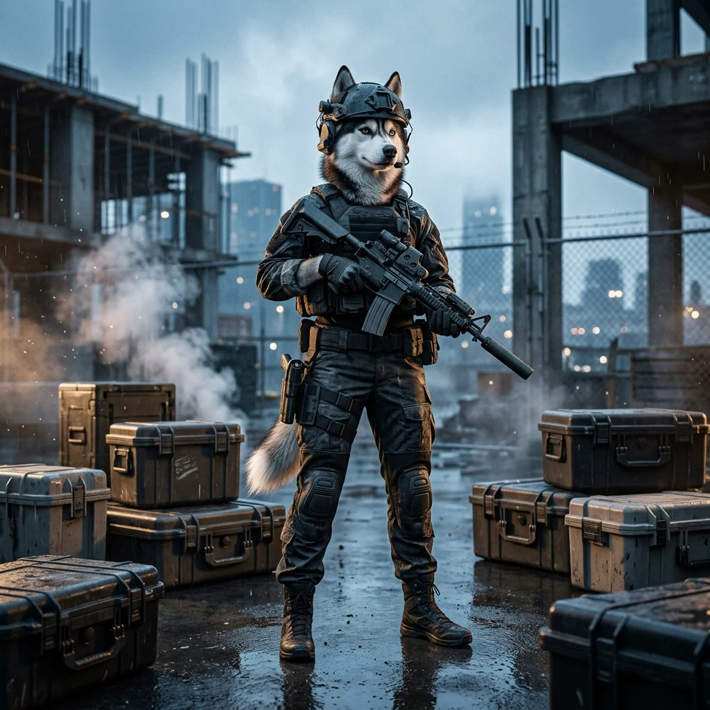 Pangkalahatang artwork para sa mga serbisyo sa pagpapalakas sa Call of Duty: Warzone, na walang nakikitang teksto o karatula.