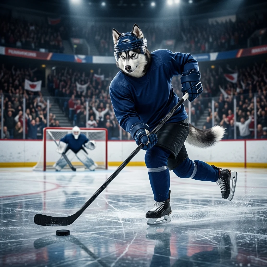Ilustrasi bertema NHL 26 yang menampilkan suasana permainan hoki es tanpa teks atau tanda yang terbaca.