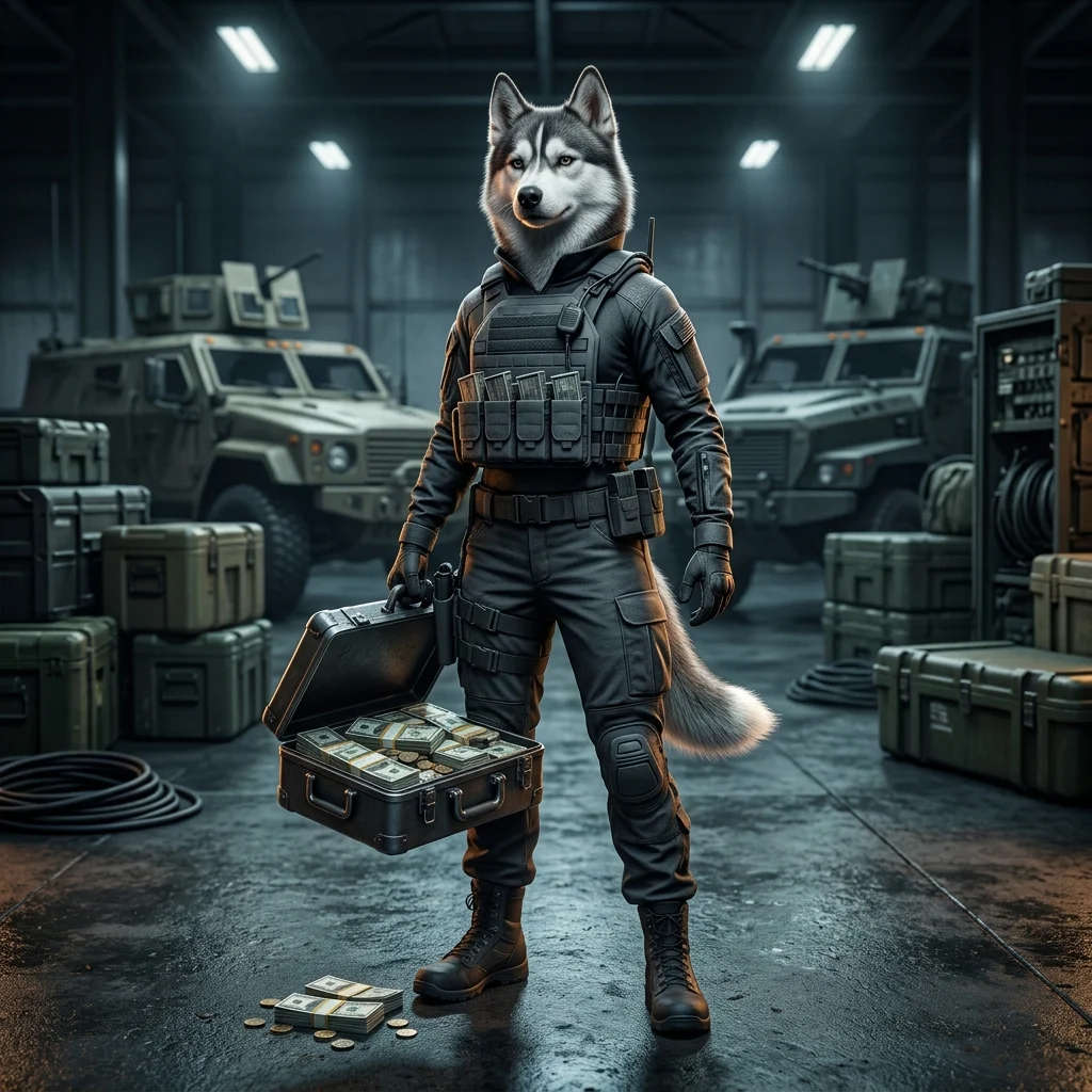 Werbegrafik für einen Cash-Farm-Boost in Wardogs, ohne lesbaren Text und ohne Schilder.