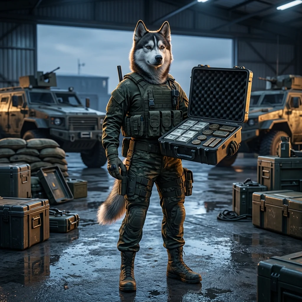 Pang-promosyonal na artwork para sa Cash Farm Boost sa Wardogs, na nagpapakita ng temang may kaugnayan sa dagdag na cash sa laro.