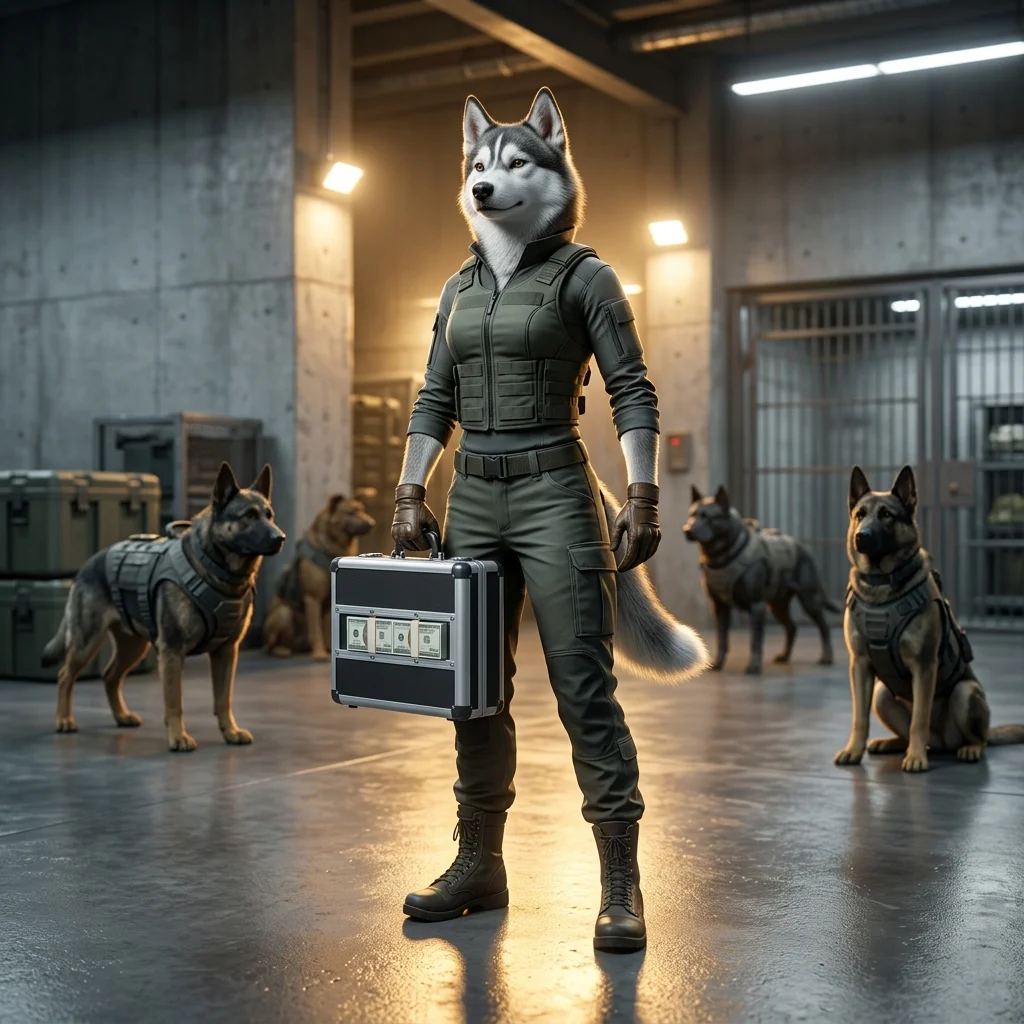 Ilustrace produktu Cash Farm Boost v režimu Wardogs bez čitelného textu nebo nápisů
