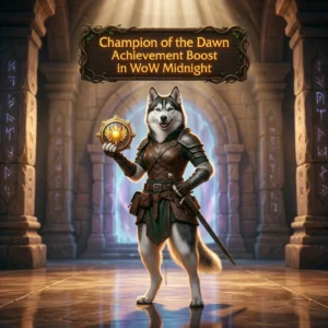 Promotional image for the Champion of the Dawn Achievement Boost service in WoW Midnight