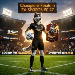 Promotional image for Champions Finals Boost in EA SPORTS FC 27, representing the service by its exact product theme.