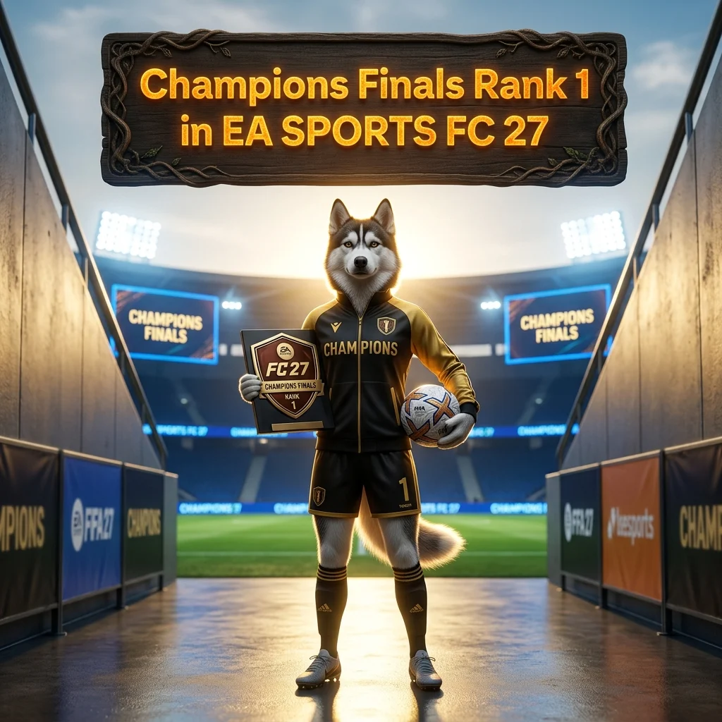 Promotional image for the Champions Finals Rank 1 Boost service in EA SPORTS FC 27.