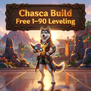 Promotional image for the Chasca Build Free 1–90 Leveling Boost service in Genshin Impact.