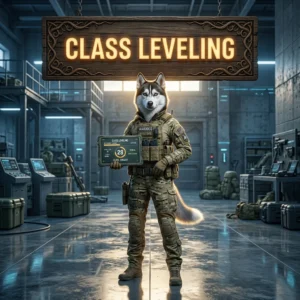 Promotional image for the Class Leveling Boost service in Wardogs, focused specifically on class leveling.