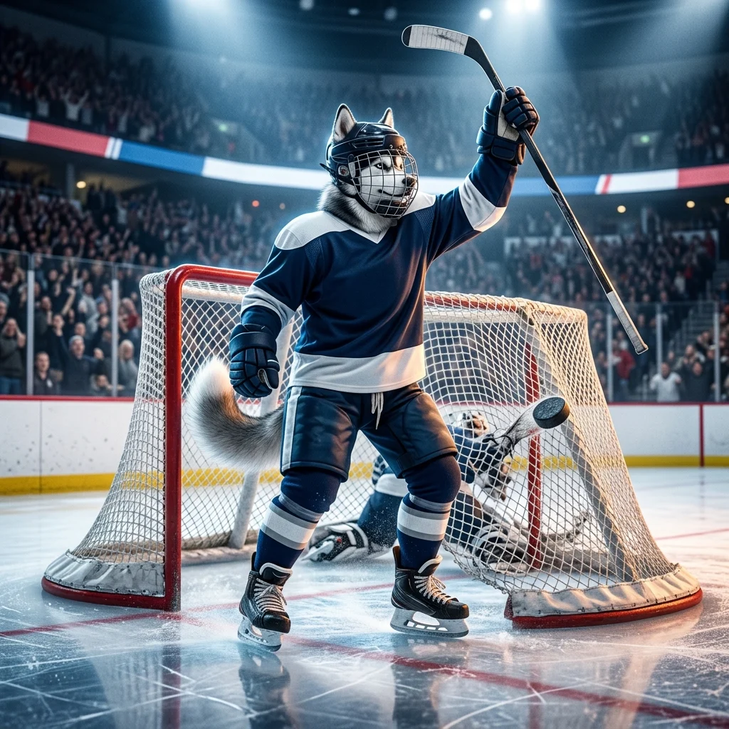 Arte de destaque sobre como marcar gols em NHL 26, com uma cena genérica de hóquei no gelo durante uma partida.