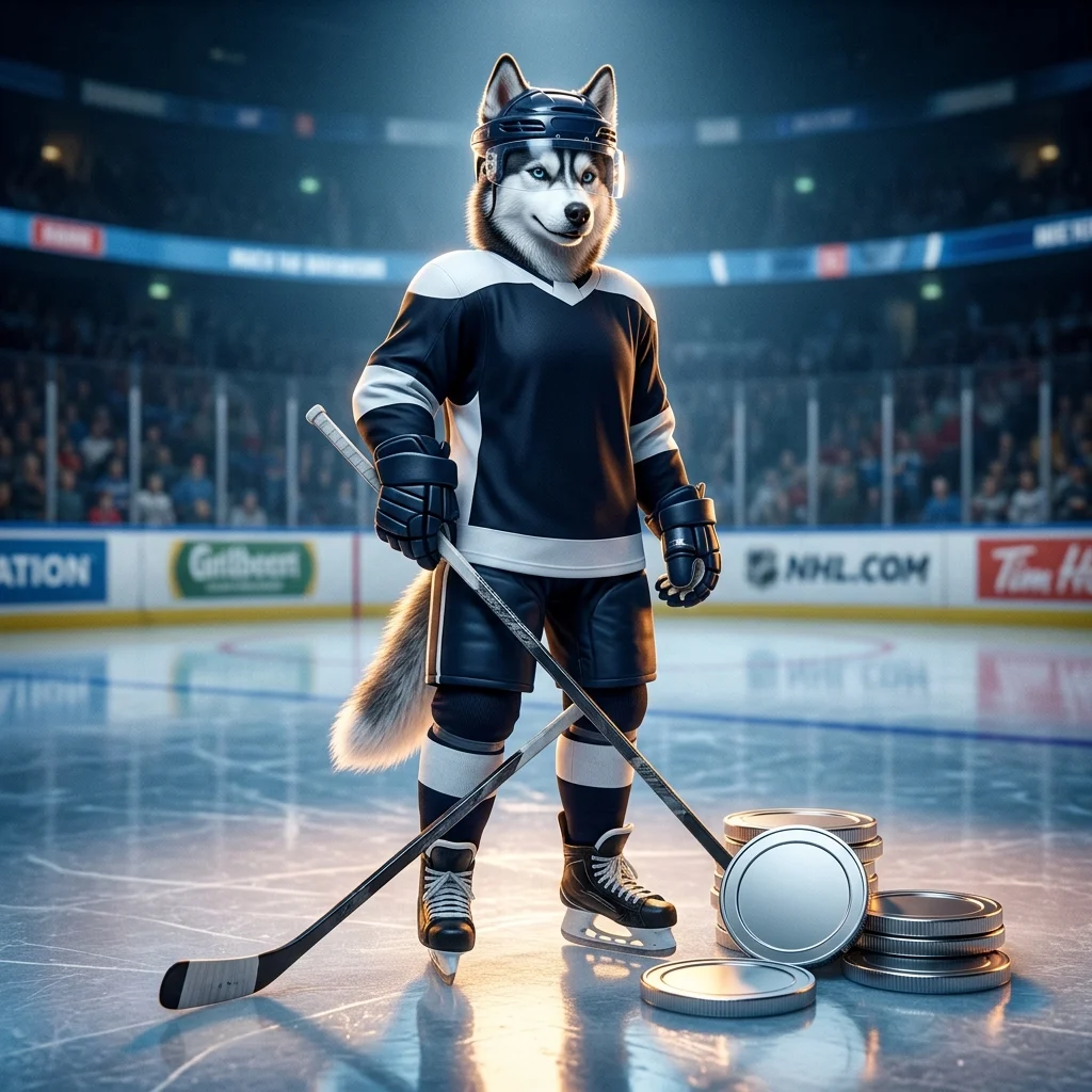 Arte promocional relacionada à compra de moedas virtuais para NHL 26, sem texto legível ou sinais visíveis.