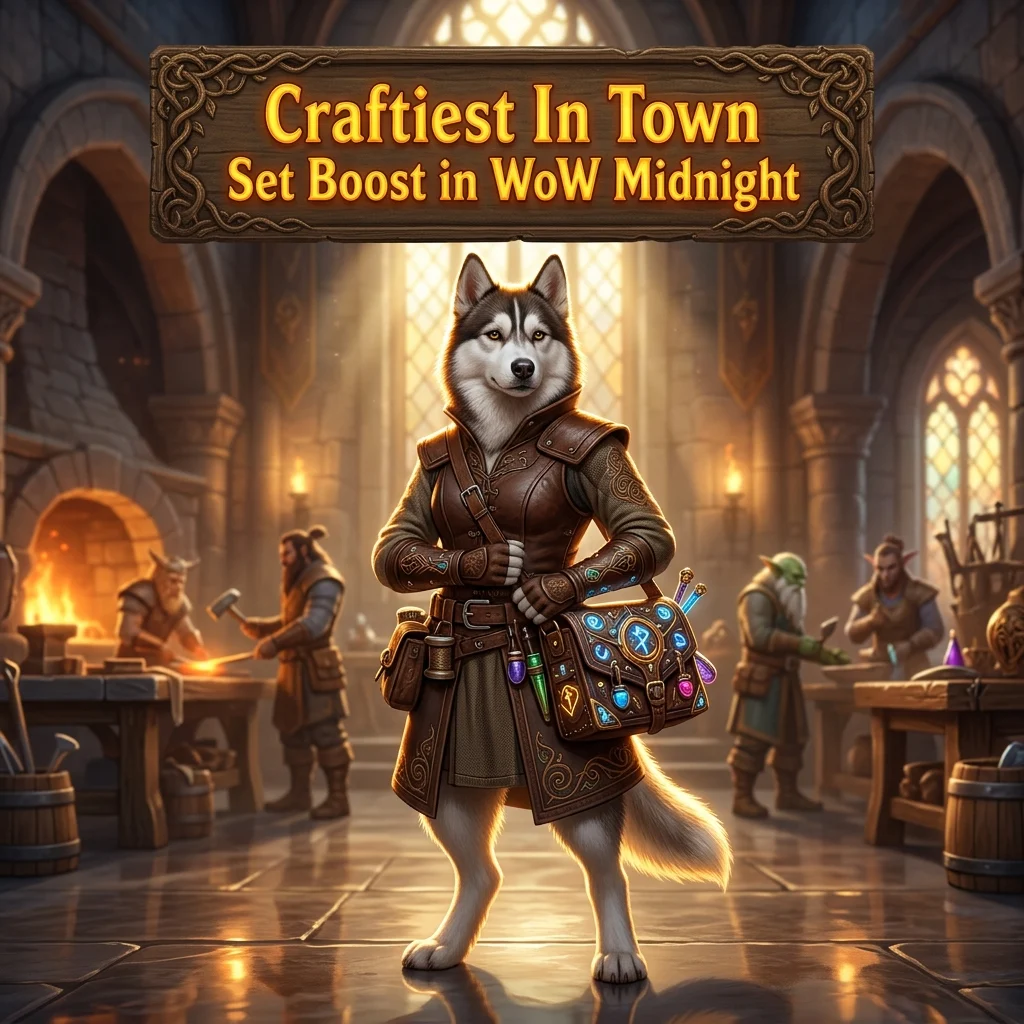 Promotional image for the Craftiest In Town Set Boost service in WoW Midnight.