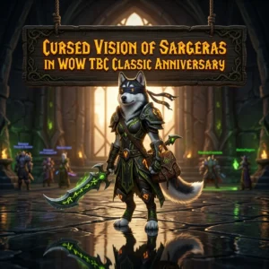 Promotional image for Cursed Vision of Sargeras Boost in WoW TBC Classic Anniversary service.