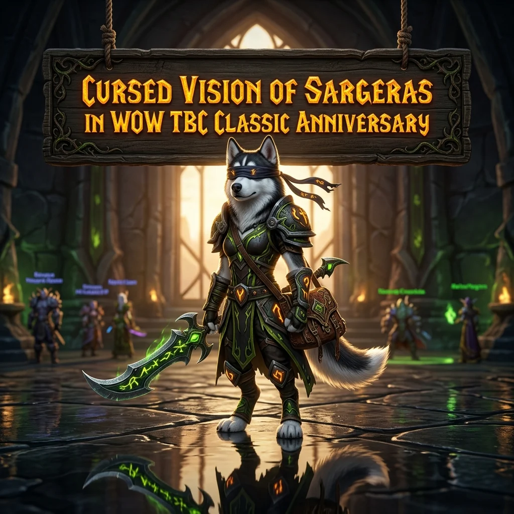 Promotional image for Cursed Vision of Sargeras Boost in WoW TBC Classic Anniversary service.