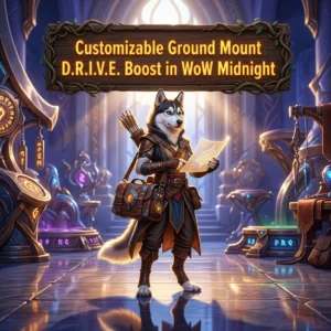 Promotional image for the Customizable Ground Mount D.R.I.V.E. Boost service in WoW Midnight.