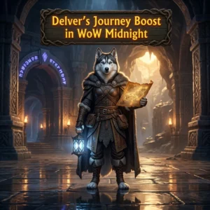 Promotional image for the Delver’s Journey Boost in WoW Midnight service