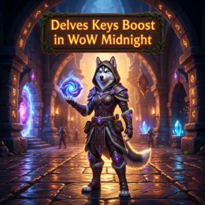 Promotional image representing the Delves Keys Boost service for WoW Midnight