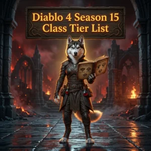 Promotional image for the Diablo 4 Season 15 Best Class Tier List Guide, representing the class tier list for Diablo 4 Season 15.