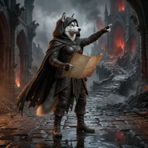 Donker fantasie-illustrasie vir Diablo 4-gidse, met ’n somber atmosfeer en ’n dreigende spelwêreld.