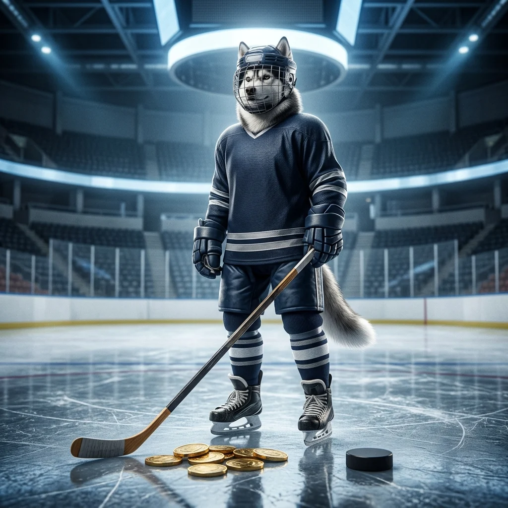 Ilustracja przedstawiająca doładowanie monet w grze NHL, bez czytelnych napisów i znaków.