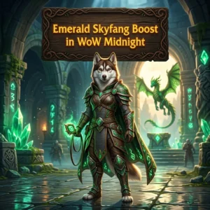 Promotional image for the Emerald Skyfang Boost service in WoW Midnight