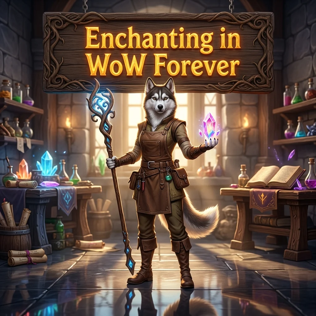 Promotional image for the Enchanting Boost service in WoW Forever, representing the named in-game service.