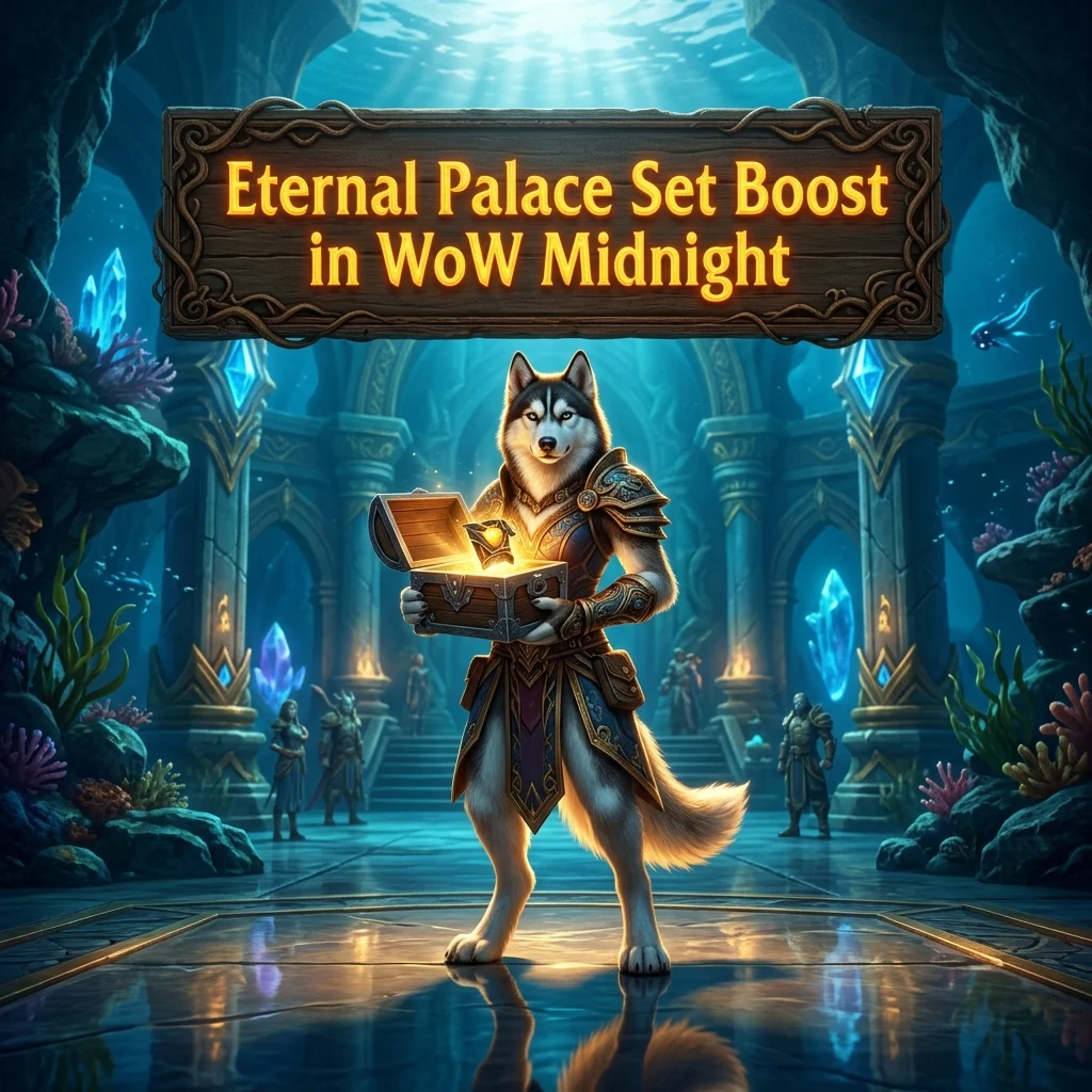 Promotional image for the Eternal Palace Set Boost in WoW Midnight service