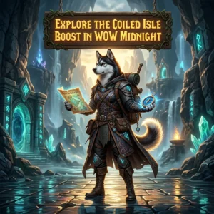 Promotional image for the Explore the Coiled Isle Boost in WoW Midnight service