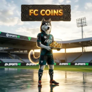 Promotional image for FC Coins Boost in EA SPORTS FC 27, highlighting the coin boost service.