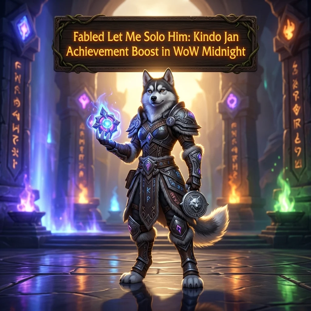 Promotional image for the Fabled Let Me Solo Him: Kindo Jan Achievement Boost service in WoW Midnight