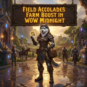 Promotional image for the Field Accolades Farm Boost service in World of Warcraft: Midnight