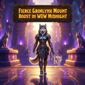 Promotional image for the Fierce Grimlynx Mount Boost in WoW Midnight service